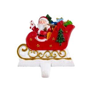 NEW! Gerson Santa Claus Sleigh Ride Christmas Stocking Holder Hanger 5.12"